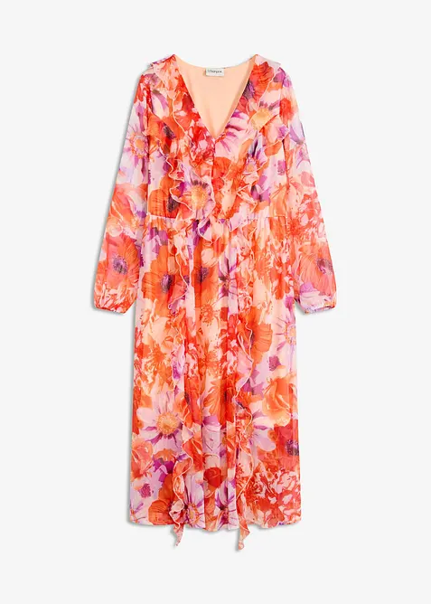 Chiffon jurk met volants, bonprix