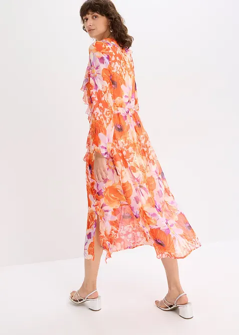 Chiffon jurk met volants, bonprix