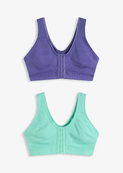 Bh met voorsluiting zonder beugel van biologisch katoen (set van 2), bonprix
