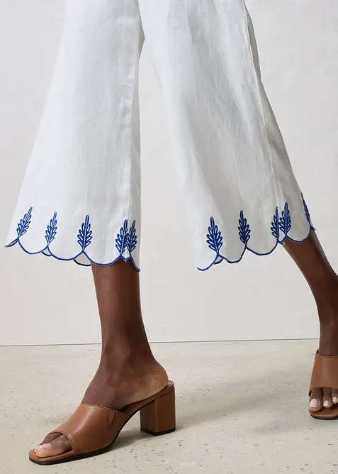 Linnen culotte met riem (2-dlg. set), bonprix