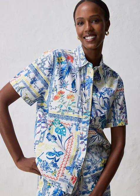 Overhemdblouse met zijde, bonprix