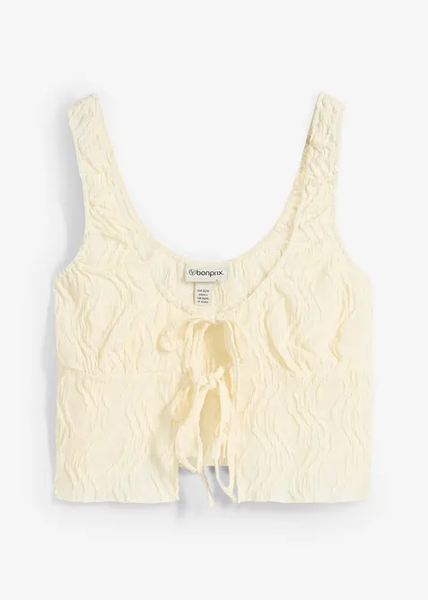 Top met veterdetail in gestructureerde look, bonprix
