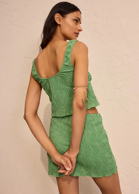 Top met veterdetail in gestructureerde look, bonprix