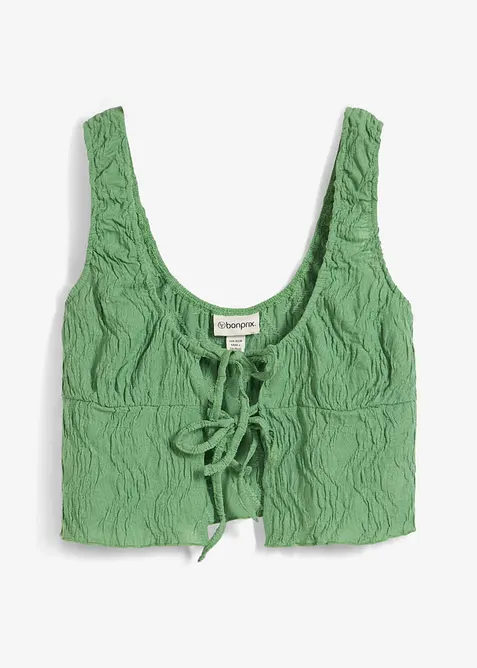 Top met veterdetail in gestructureerde look, bonprix