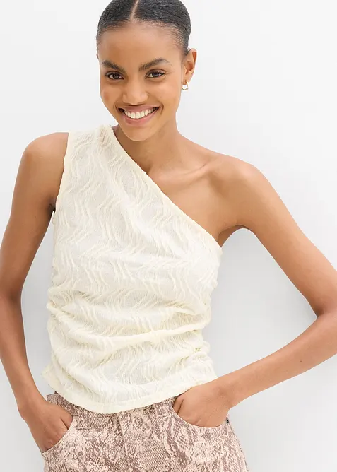 One shoulder top van gestructueerd materiaal, bonprix