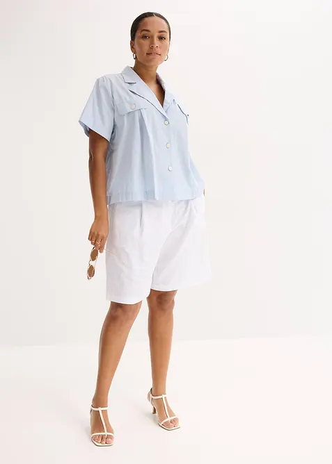 Korte popeline blouse van katoen met korte mouwen, bonprix