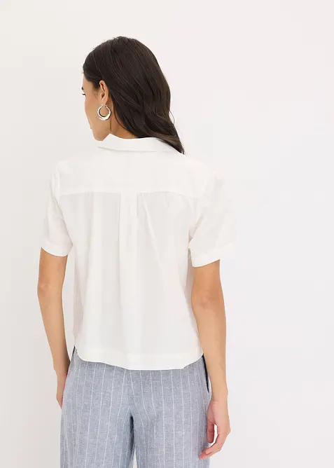 Korte popeline blouse van katoen met korte mouwen, bonprix