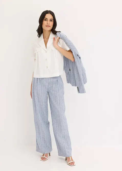 Korte popeline blouse van katoen met korte mouwen, bonprix