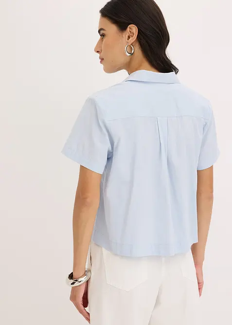Korte popeline blouse van katoen met korte mouwen, bonprix