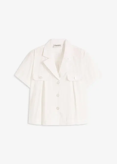 Korte popeline blouse van katoen met korte mouwen, bonprix