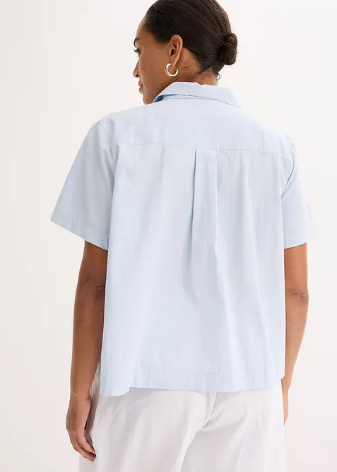 Korte popeline blouse van katoen met korte mouwen, bonprix