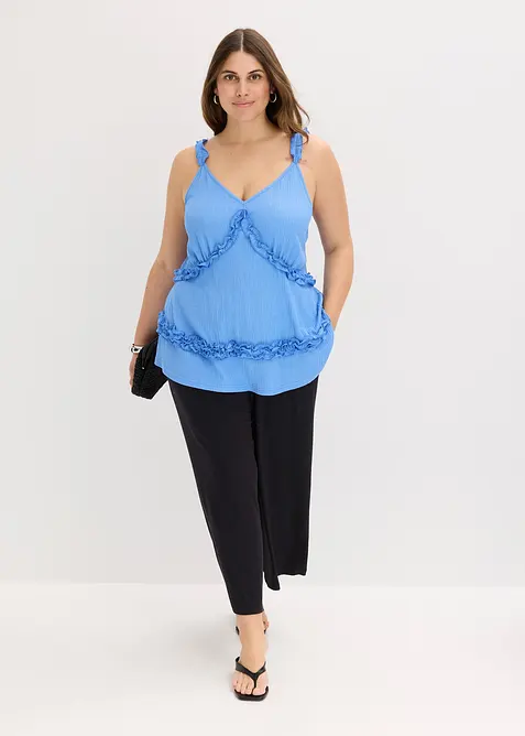 Top met spaghettibandjes en ruches, bonprix