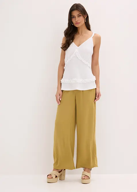 Top met spaghettibandjes en ruches, bonprix