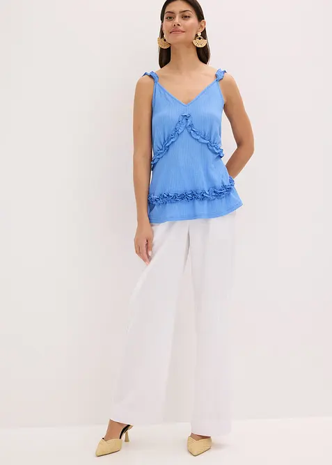 Top met spaghettibandjes en ruches, bonprix