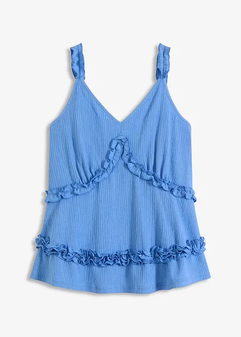 Top met spaghettibandjes en ruches, bonprix