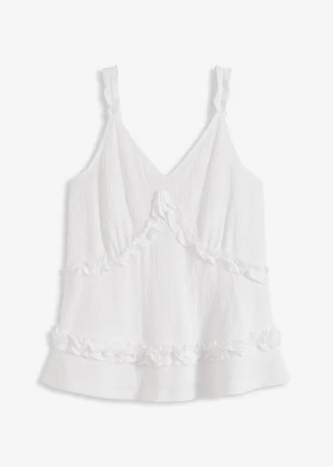 Top met spaghettibandjes en ruches, bonprix