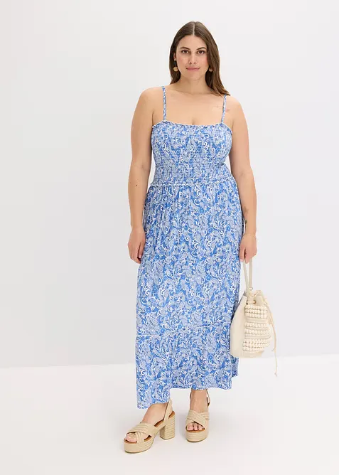 Jurk met spaghettibandjes en smokwerk, bonprix