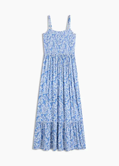 Jurk met spaghettibandjes en smokwerk, bonprix