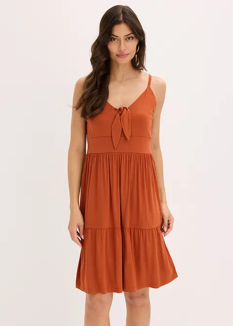 Jurk met spaghettibandjes en knoopdetail, bonprix