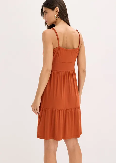 Jurk met spaghettibandjes en knoopdetail, bonprix