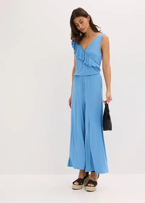 Jersey jumpsuit met volants, bonprix
