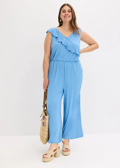 Jersey jumpsuit met volants, bonprix