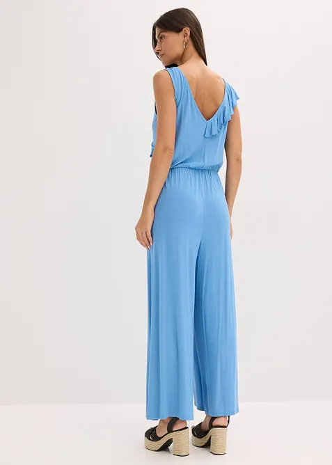 Jersey jumpsuit met volants, bonprix