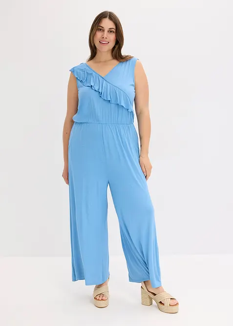 Jersey jumpsuit met volants, bonprix