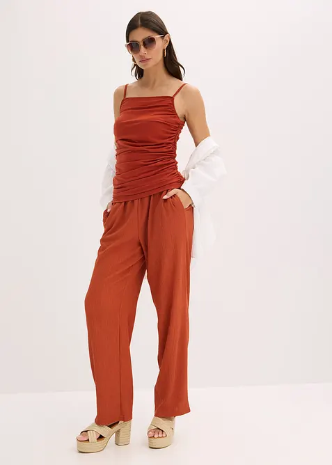 Spaghetti top met plooitjes, bonprix