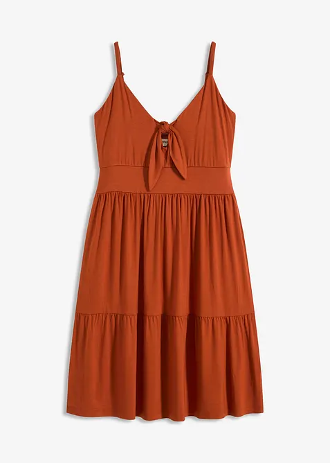 Jurk met spaghettibandjes en knoopdetail, bonprix