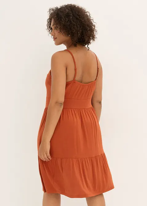 Jurk met spaghettibandjes en knoopdetail, bonprix