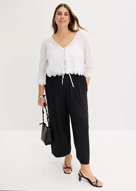 Blouse met broderi anglaise en pofmouwen, bonprix