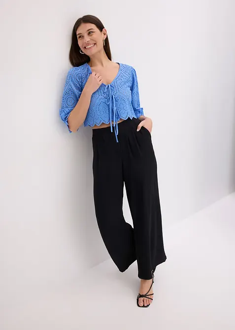 Blouse met broderi anglaise en pofmouwen, bonprix