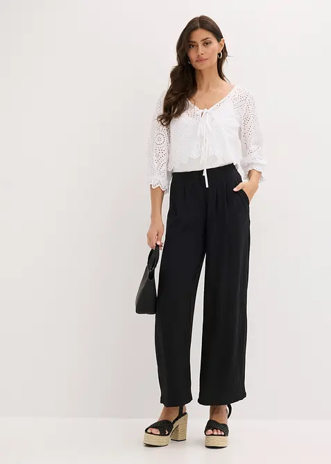 Blouse met broderi anglaise en pofmouwen, bonprix