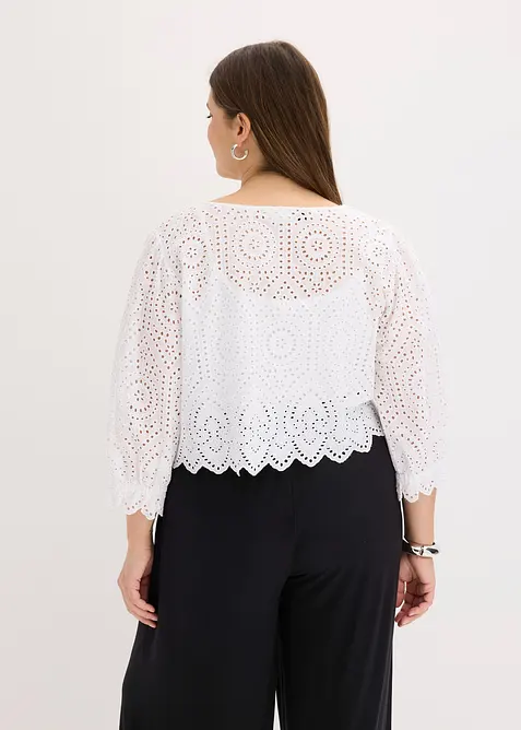 Blouse met broderi anglaise en pofmouwen, bonprix