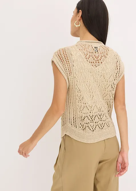 Ajour gebreid vest met viscose, bonprix