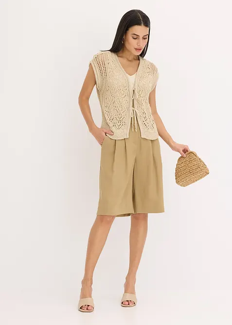 Ajour gebreid vest met viscose, bonprix