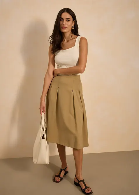 Plooirok van soepele viscose, bonprix