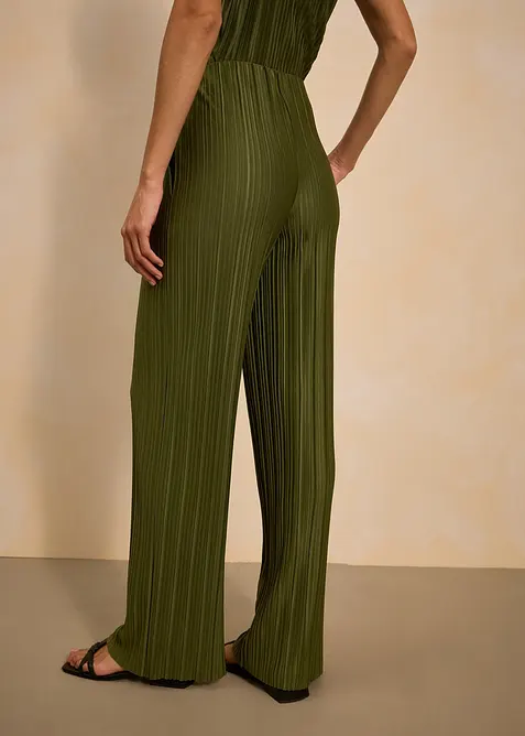 Jersey broek met pliss&eacute;, bonprix