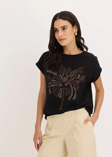 Katoenen shirt met studs applicatie, bonprix