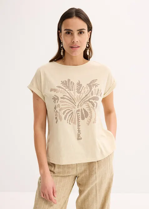 Katoenen shirt met studs applicatie, bonprix