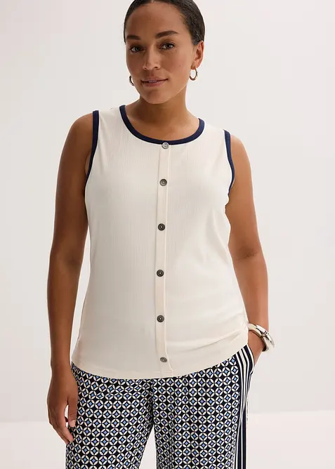 Jersey tanktop met contrasterende boorden, bonprix