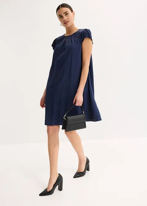 Jaquard jurk met elegante plooien, bonprix