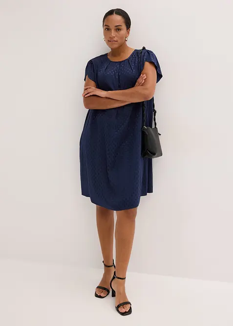 Jaquard jurk met elegante plooien, bonprix