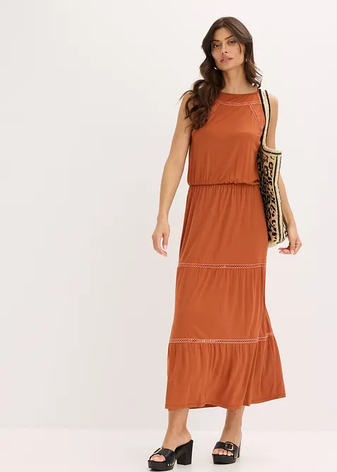 Maxi jurk met gehaakte inzetstukken, bonprix