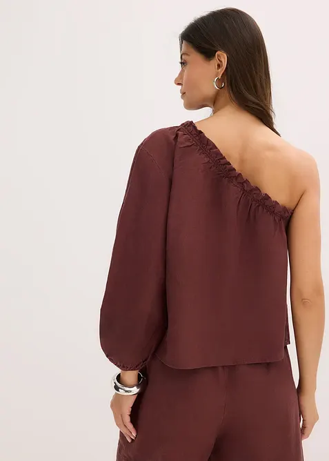 One-schouder blouse met linnen, bonprix