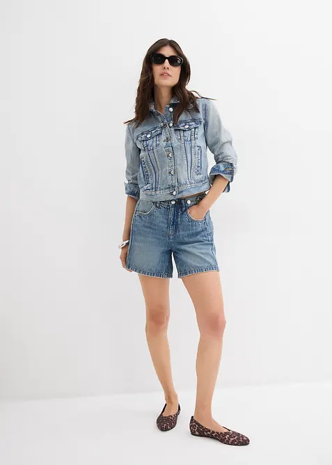 Jeans short mid waist, low stretch, bonprix