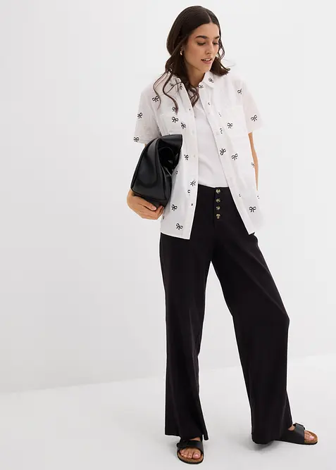 Blouse van mousseline met korte mouwen, bonprix