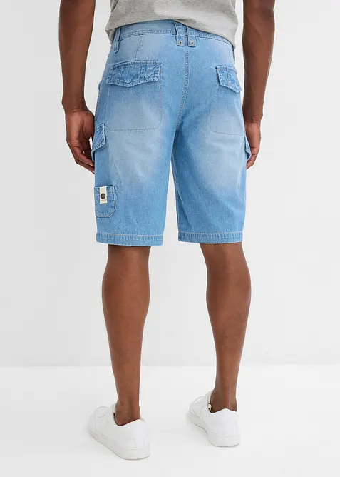 Lichte denim cargo short van puur katoen, relaxed fit (set van 2), bonprix