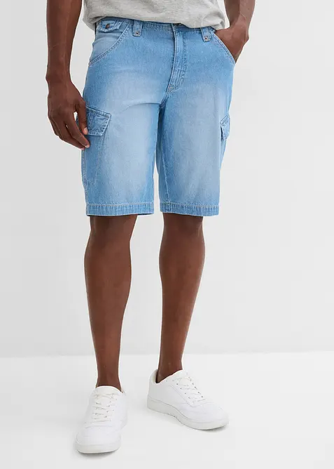 Lichte denim cargo short van puur katoen, relaxed fit (set van 2), bonprix